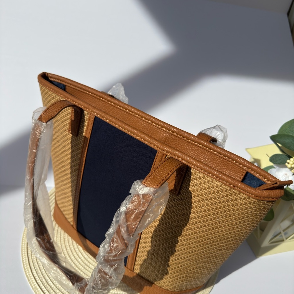 Thirty Elegant Tan and Navy Women's Tote Bag